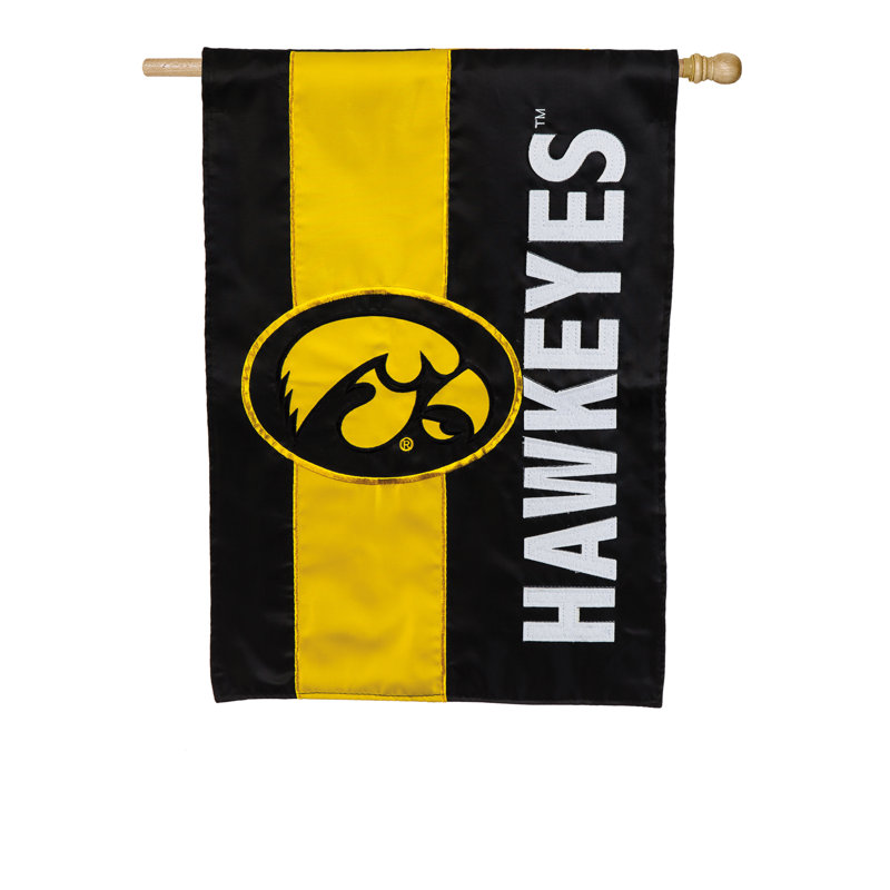 Drapeau de maison en polyester à 2 côtés NCAA 44 x 28 po, Université de l'Iowa, H 44 po x l 29 po