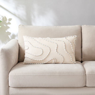 Housse de coussin en velours de coton Yara crème