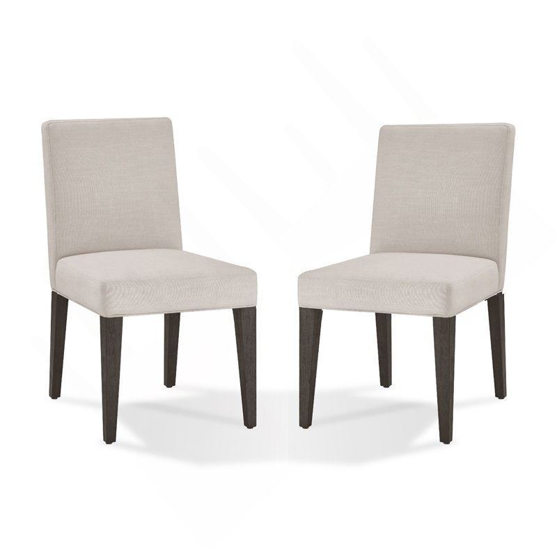 Chaise de salle à manger de style Parson 19 pouces Mod, bois d'hévéa, ensemble de 2, Gris clair, Gris