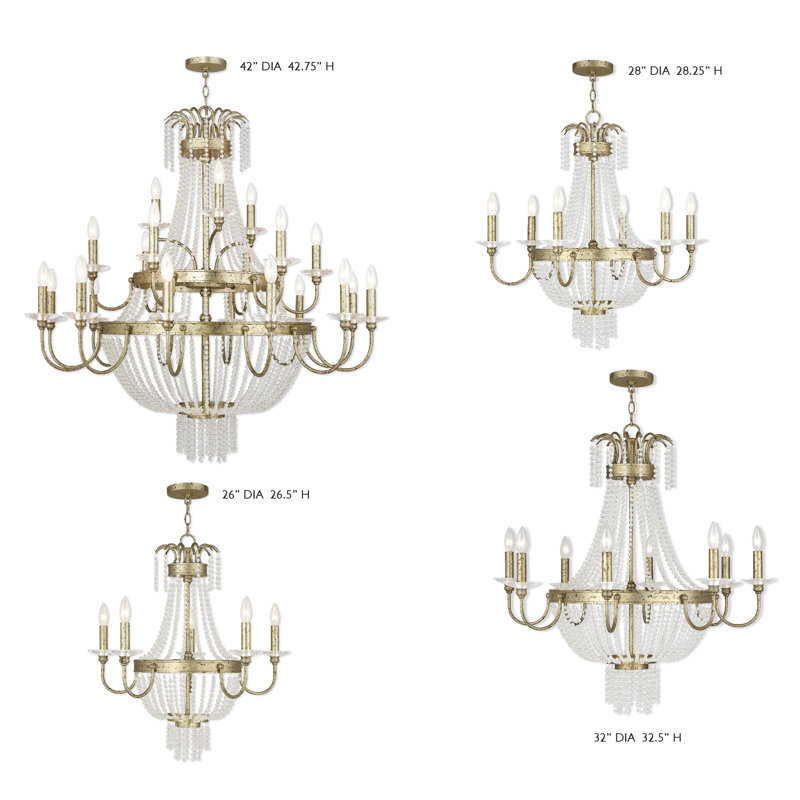 Lustre style chandelier 21 lumières Jarielys, Doré hivernal