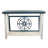 WEATHERED NAVY COMPASS TABLE SET.  1- Rectangle Sofa Table, 1- Rectangle Coffee Table, 2- Square Iron End Tables