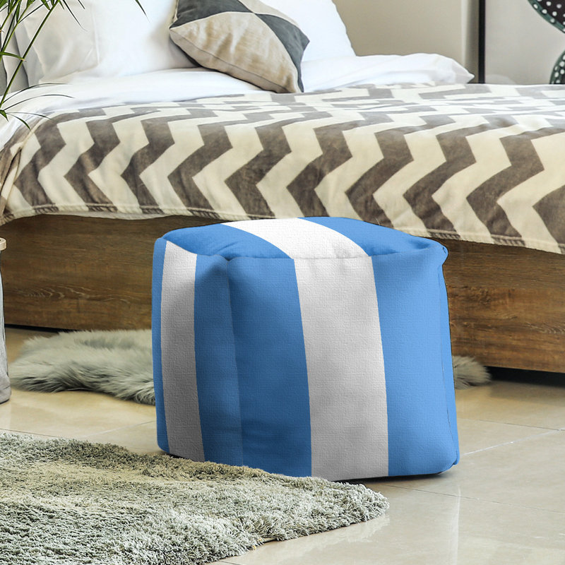 Repose-pieds cubique Tennessee, H 13 po x l 13 po x P 13 po, Bleu / blanc