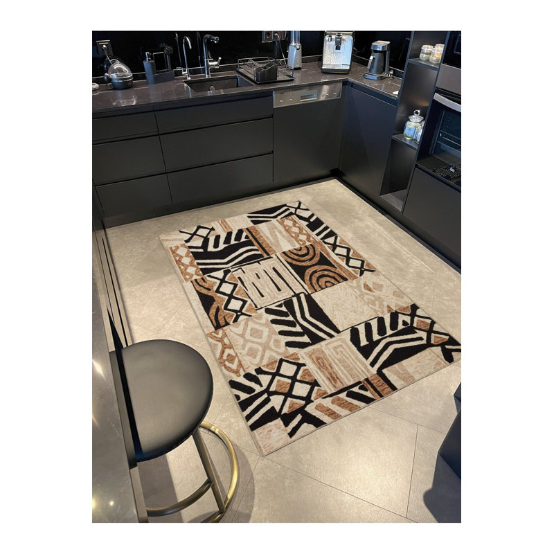 Tapis crème à motif tissé traditionnel lavable à la machine, Tapis de couloir 2 pi 6 po x 9 pi 10 po inclus