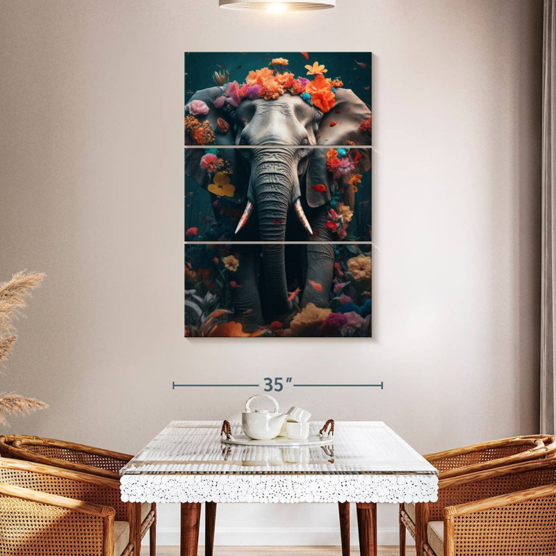 Brampt Elephant Flowers, 50" H x 32" W