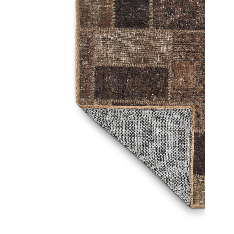 Tapis géométrique brun / gris tissé à la machine, Rectangle 4 pi x 6 pi