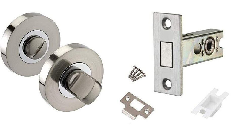 Turn & Release Set for Bathroom Lock in Duo Chrome Finish with Fixings Screws