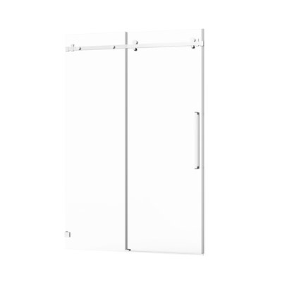 48" W X 72" H Sliding Glass Shower Door, Finish, 1/4"  6Mm  Tempered Glass, Easy - Clean, Adjustable Width 44 48 In, Splash Proof Threshold, Silent Pulleys, Parts, Smooth Sliding, Coating, Waterproof