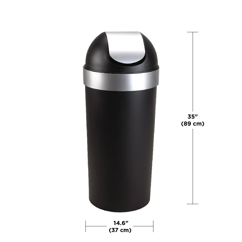 Pewter 16-Gallon Swing Top Kitchen Trash Can