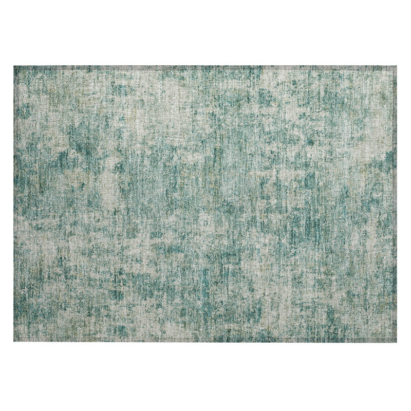 Machine Washable Indoor/Outdoor Xhevrie Teal Rug, Rectangle 1'8" x 2'6"
