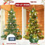 Arbre de Noël 4 pi avec 100 lumières DEL blanc chaud, 298 pointes en PE + PVC, fil mémoire dépliable automatiquement, structure à charnières et support en métal stable - arbre de Noël à assemblage facile-2021889341