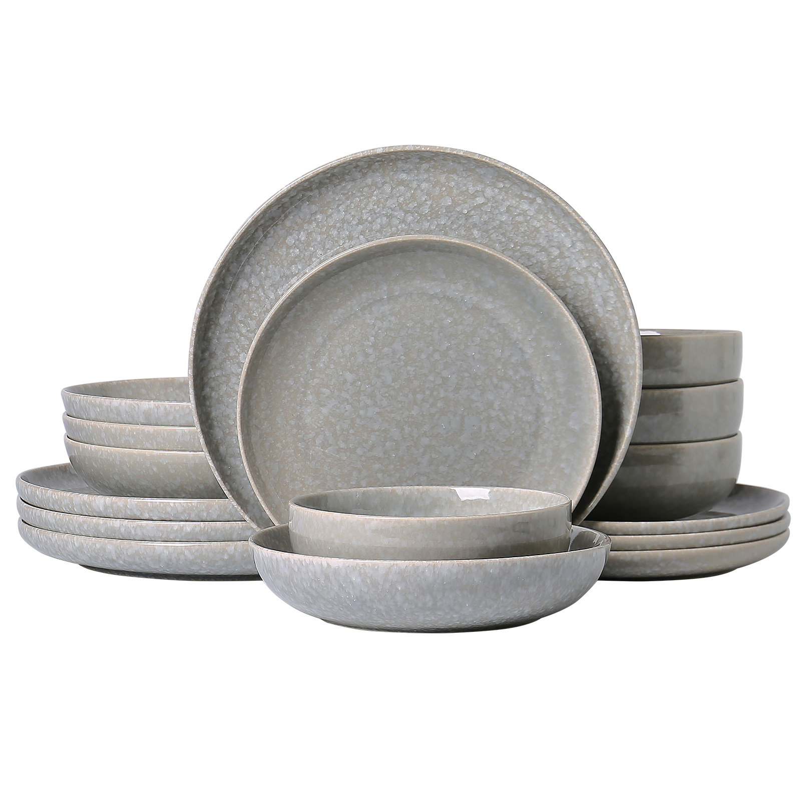Jody 16 Piece Stoneware Dinnerware Set, Service For 4, Gray