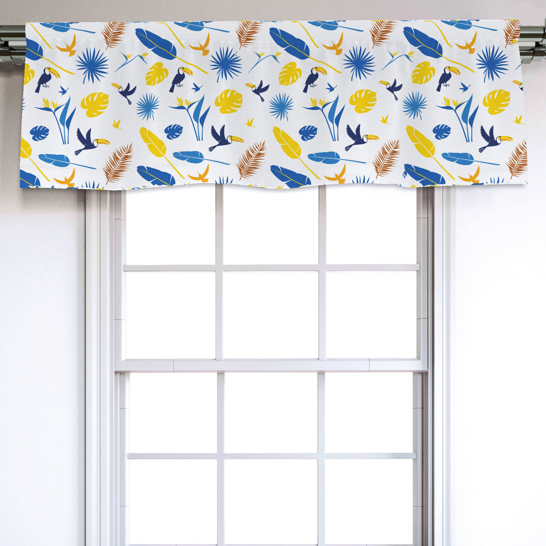 East Urban Home Floral Sateen Ruffled 54'' W Window Valance in | Wayfair