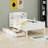 Wood Platform Bed With Built-In LED Light, Multi-Functional Headboard, Guardrail And 2 Drawers-1324353536