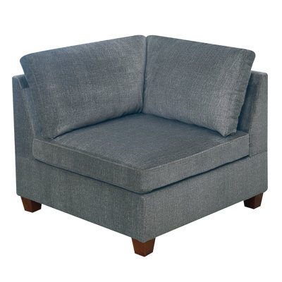 Fauteuil modulaire 3 pièces en chenille grise et structure en bois chenille, qualité supérieure en bois