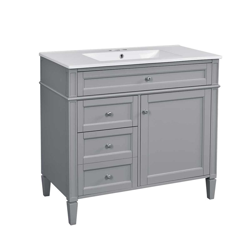 Meuble-lavabo moderne 36 po avec lavabo supérieur, armoire de rangement avec 2 tiroirs et un tiroir basculant