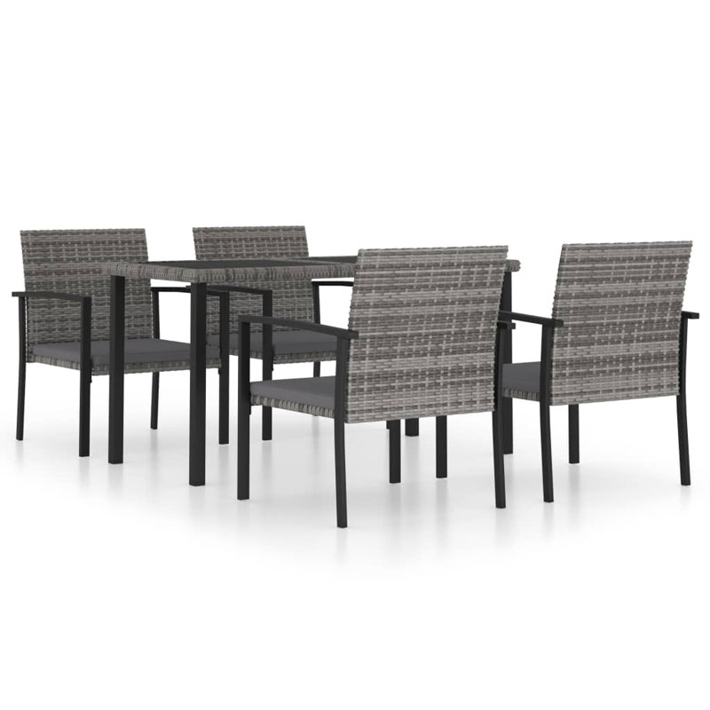 Jantzen Rectangular 4 - Person Dining Set with Cushions, Gray, Gray