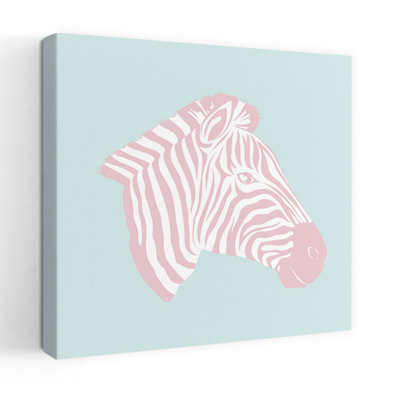 Pastel Pink Zebra Contemporary Zebra Wall Art Print, 81.28cm H x 81.28cm W