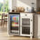 Îlot de cuisine de 41,7 po avec mini-réfrigérateur et armoire à café avec prise de courant intégrée