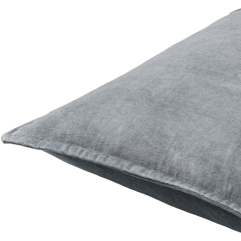 Coussin décoratif en velours de coton Edgar Square, Gris anthracite, Housse de coussin seulement - sans coussin