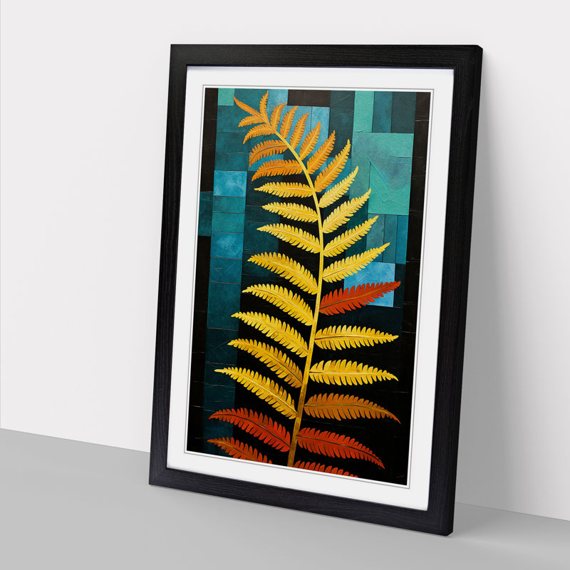 Fern Leaf Constructivism No.2 - Framed Print, Black, 34cm H x 25cm W x 2cm D