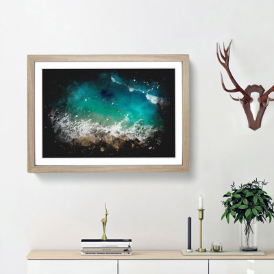 Beach In Honolulu Hawaii Paint Splash - Framed Print
