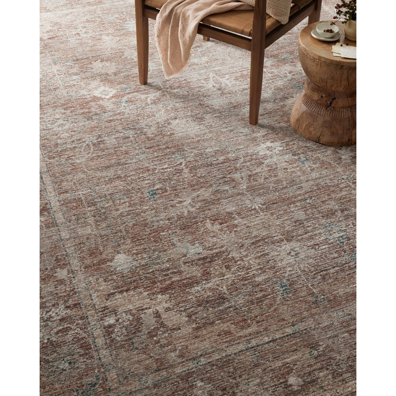 Millie Brick and Fog Floral 8' x 10' Synthetic Area Rug