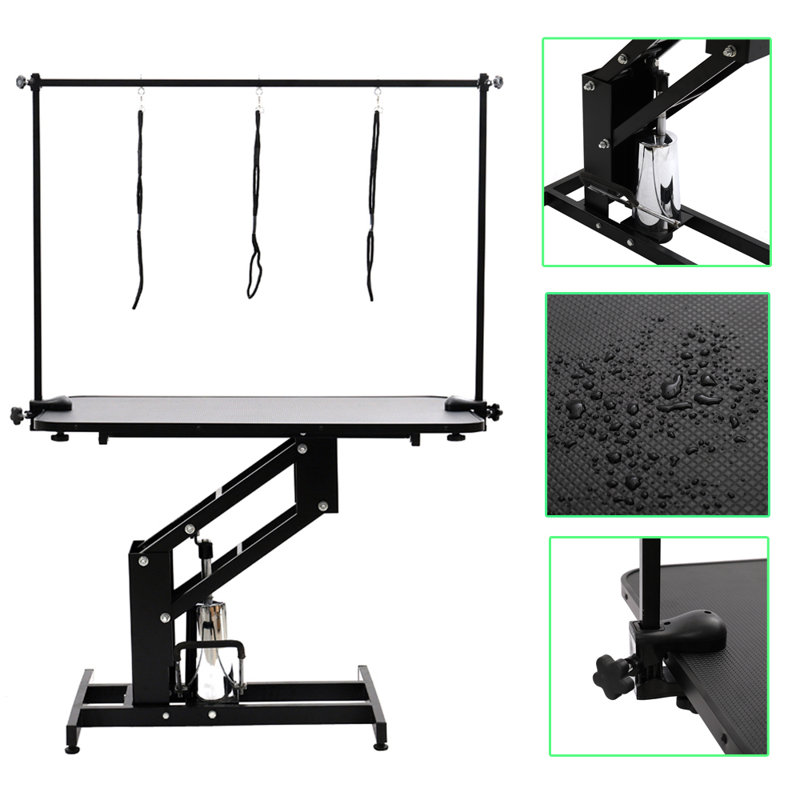 136cm H x 110cm W x 61cm D Metal Adjustable and Foldable Cat；Dog Hydraulic Grooming Table