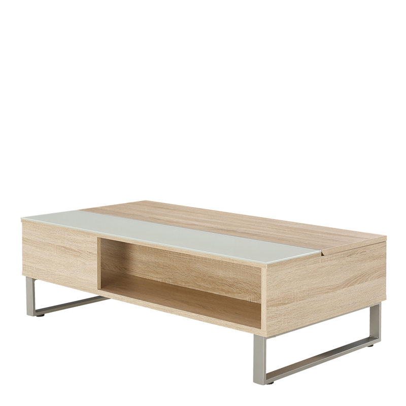 Ayala Lift Top Frame Coffee Table with Storage, Oak/White