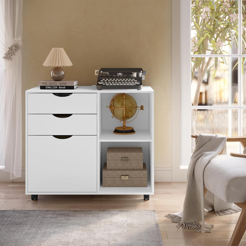3 -Drawer Filing Storage Cabinet, White