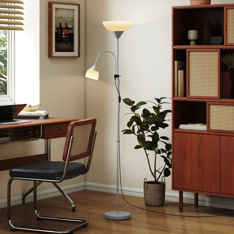 179.5cm Torchiere Floor Lamp, Silver