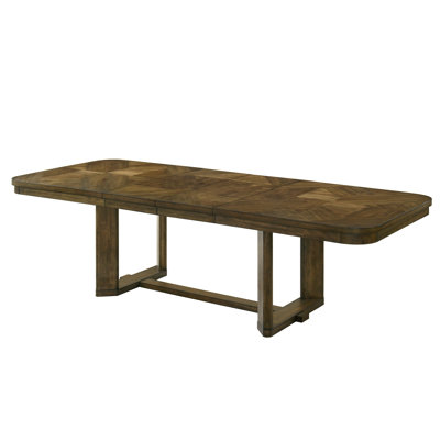 1pc Rectangular Dining Table Extendable 2x 16" Leaf Wood Grain Pattern Wooden Dining Room Furniture
