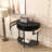 Unique Half Moon Design End Table with Sliding Rattan Door,Elegant Semi-circle Entryway