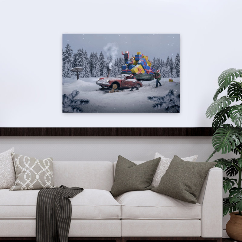 New Year Winter Journey Playful Abstract Contemporary Forest Winter Wall Art Print 1 Piece Wrapped Canvas Wall Art