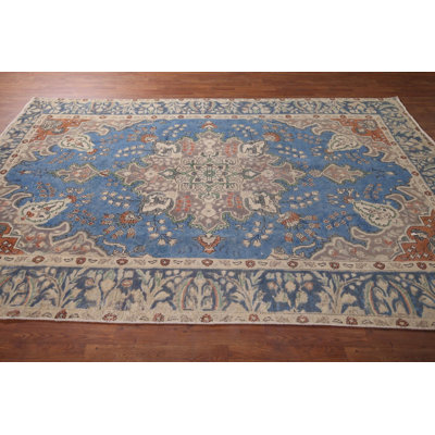 Hand-Knotted Blue Traditional Area Rug 6x10