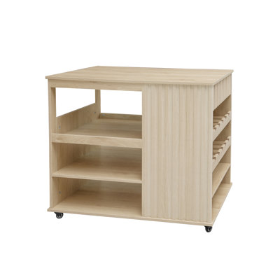 Rolling Serving Trolley Cart, Spacious Storage, Elegant For Kitchen & Dining Room Cart With Drawer And Wine Shelf, Lockable
