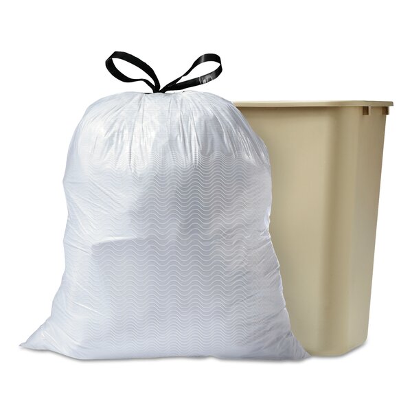 Good Natured Plant-Based Tall Bin Bags, 20 White 13 Gallon Trash Bags, Drawstring Handles, Eco-Friendly, BPA Free, Strong, Leak, Tear & Puncture
