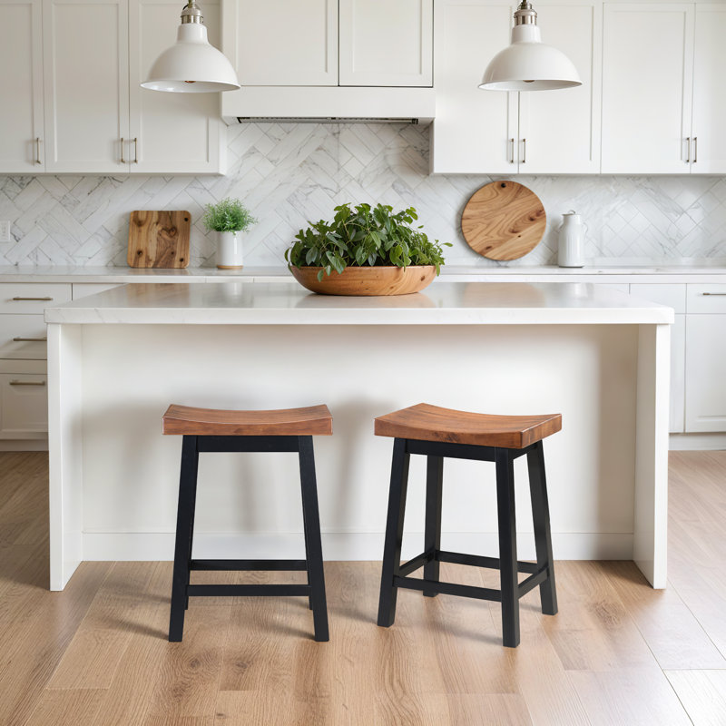 Tabouret de bar LuXeo Lakewood, Siège noyer / structure noire, Hauteur de l'assise: 24 po