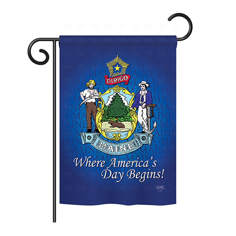 Drapeau de maison en polyester à 2 côtés US State, H 40 po x l 28 po, Maine