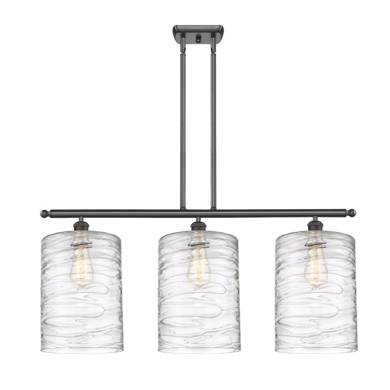 Luminaire suspendu tambour 3 lumières Dublin, Tourbillon déco, Bronze huilé