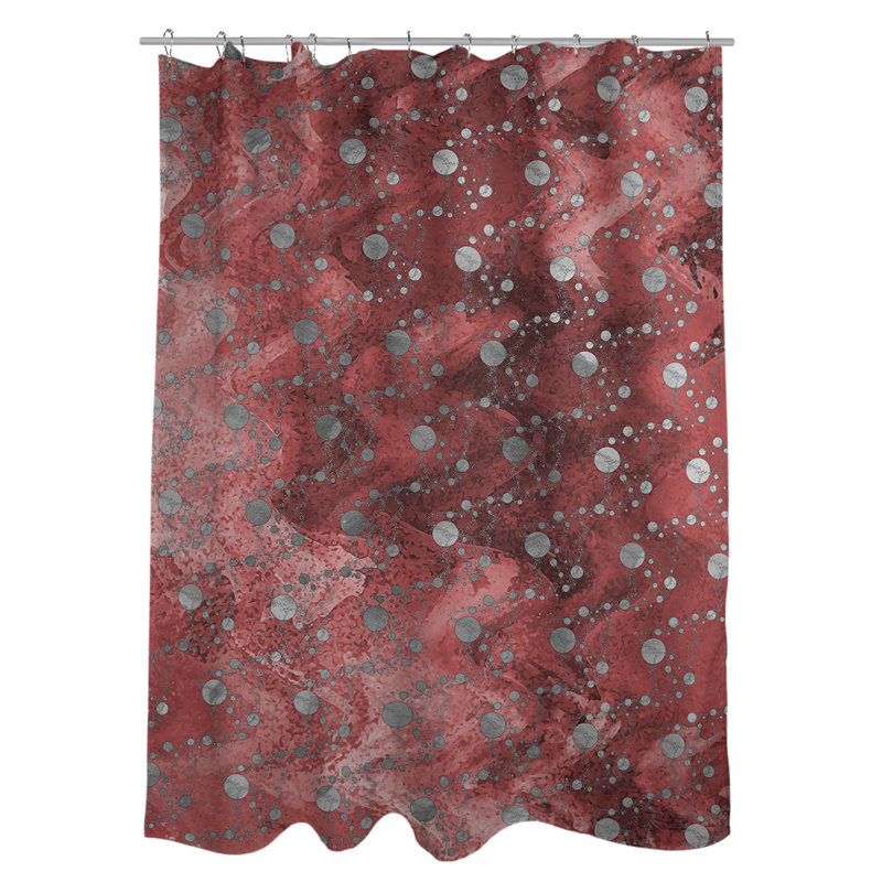 Rideau de douche simple planètes et étoiles, Rouge