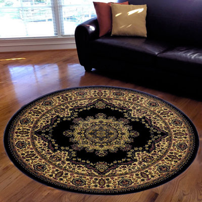 Columbus Black Traditional Oriental Medallion Area Rug