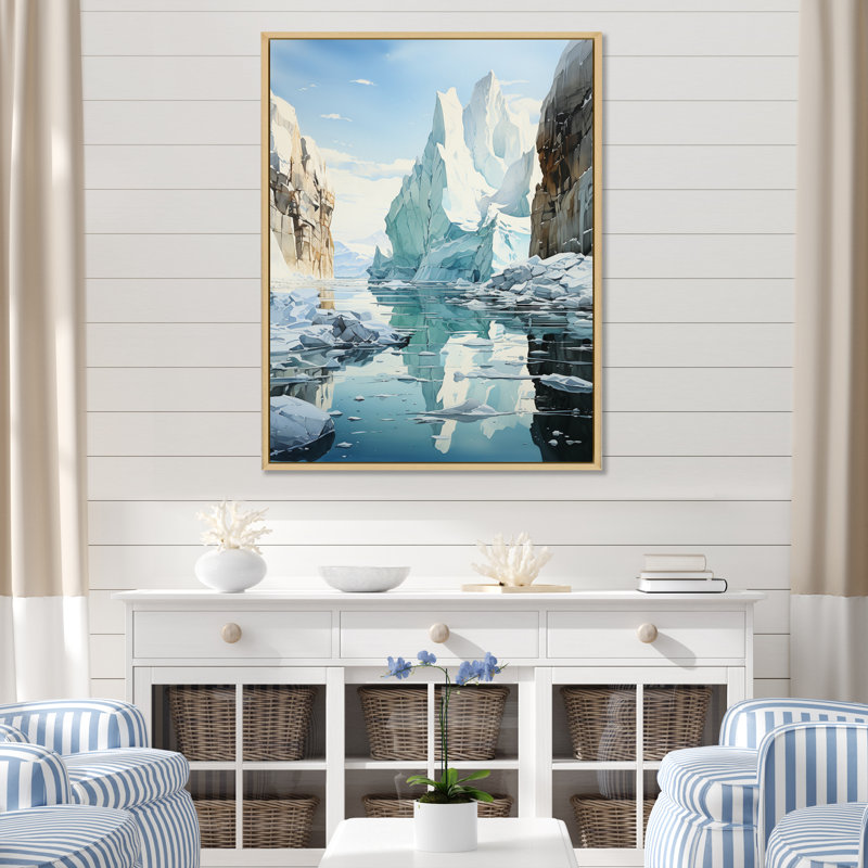 «Teal Iceberg», impression sur toile, H 44 po x l 34 po x P 1,5 po, Cadre naturel flottant