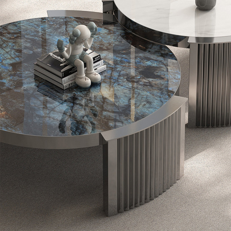 Table basse ronde en acier inoxydable, Picture Colour / Grey