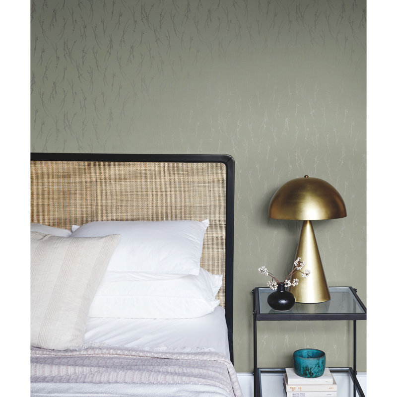 Abstract Metallic Wallpaper Roll, Light Gray/Gold