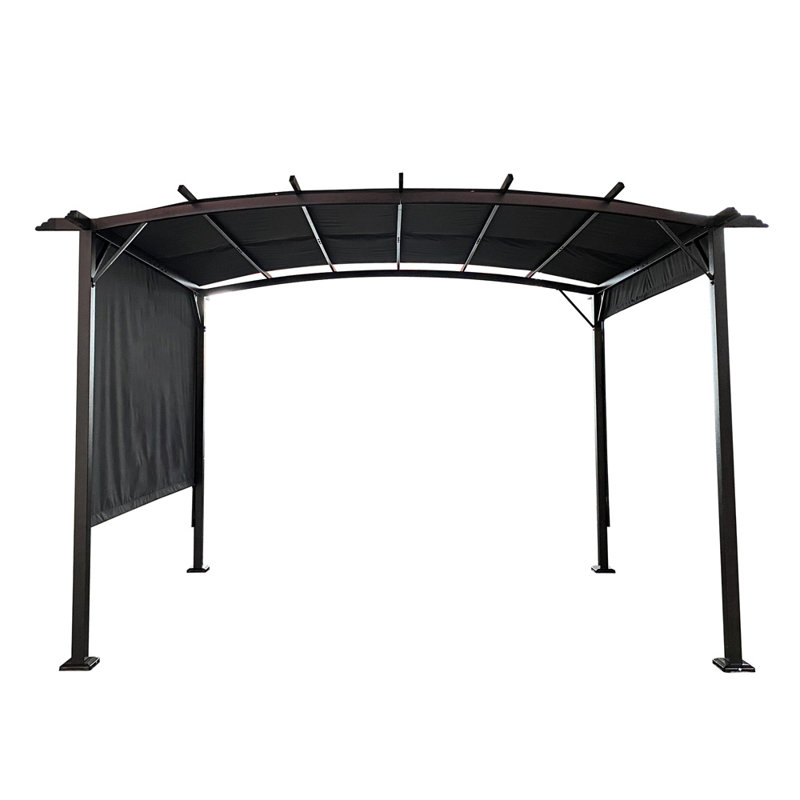 12 x 9 Ft Outdoor Pergola Patio Gazebo,Retractable Shade Canopy,Steel  Frame Grape Gazebo,Sun shelter Pergola for Gardens,Terraces,Backyard Same as W419S00033