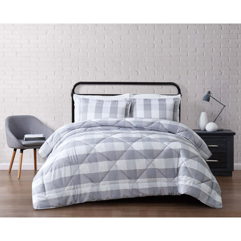 Buffalo Microfiber Farmhouse / Country Set, King Comforter + 2 Shams, Khaki Plaid