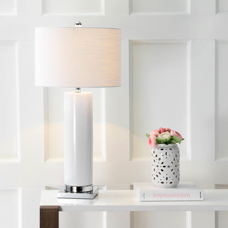 Huckstep Table Lamp, White/Chrome