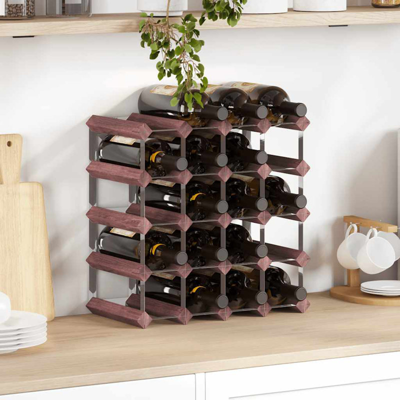 Porte-bouteilles de vin Danera, H 16,3 po x l 16,3 po x P 8,9 po, Brun