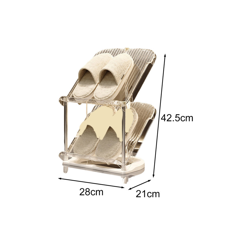 1 ensemble de range-chaussures à 2 niveaux à 3/4 et 45 degrés de porte d'entrée, Blanc
