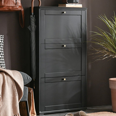 Black Solid wood Shoe Storage